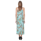 Monkey Palm tree background V-Neck Open Fork Long Dress