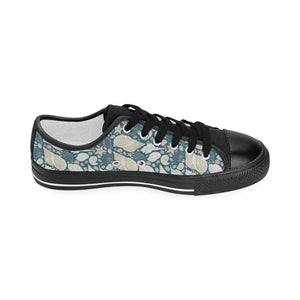Sea turtle Polynesian Tribal design pattern Kids' Boys' Girls' Low Top Canvas Shoes Black