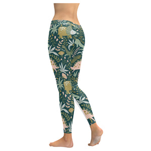 dinosaurs tropical leaves flower pattern Women's Legging Fulfilled In US