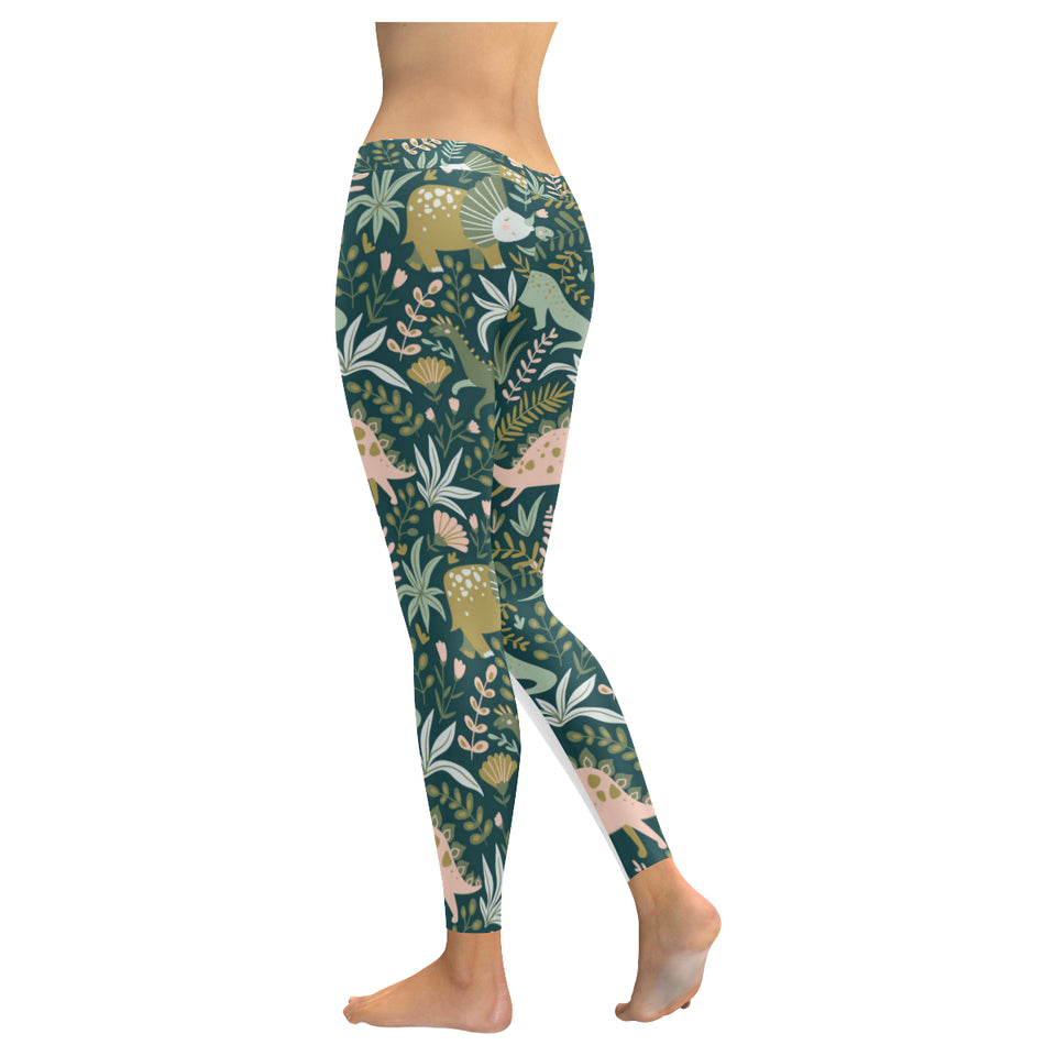 dinosaurs tropical leaves flower pattern Women's Legging Fulfilled In US