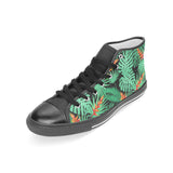 heliconia flower palm monstera leaves black backgr Women's High Top Canvas Shoes Black