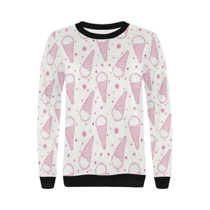 Hand drawn ice cream pattern Women's Crew Neck Sweatshirt