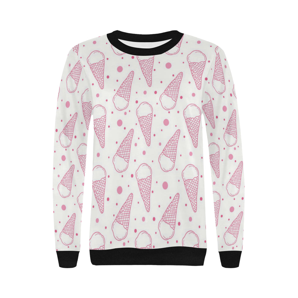 Hand drawn ice cream pattern Women's Crew Neck Sweatshirt