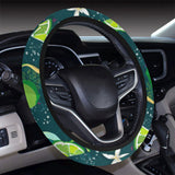 Lime ice flower pattern Car Steering Wheel Cover