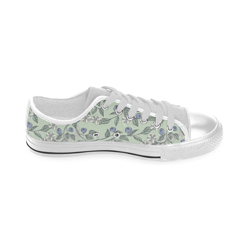 hand drawn blueberry pattern Men's Low Top Shoes White