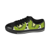 kiwi black dot background Men's Low Top Canvas Shoes Black