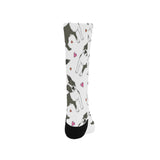 Boston terrier dog hearts vector pattern Crew Socks