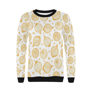 hand drawn onion pattern Women's Crew Neck Sweatshirt