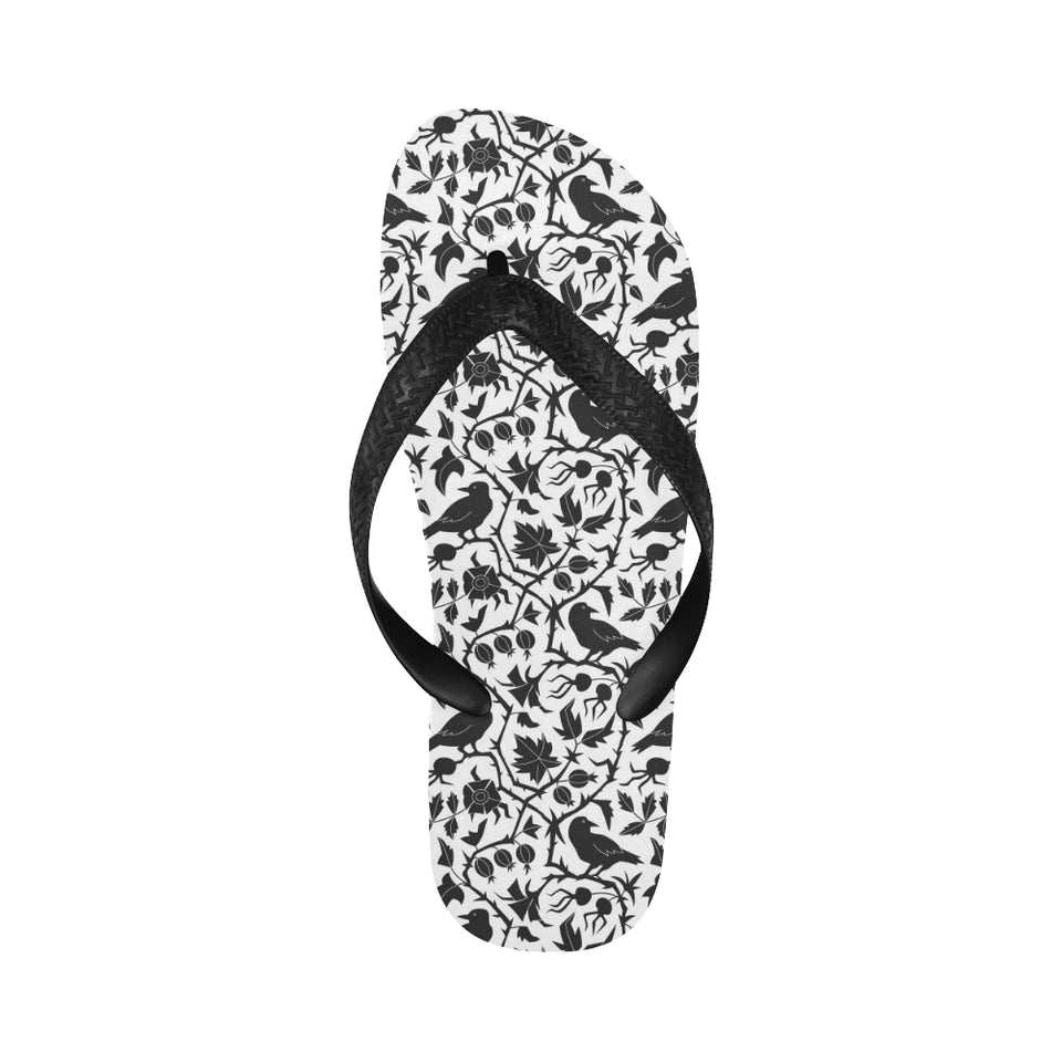 Crow dark floral pattern Unisex Flip Flops