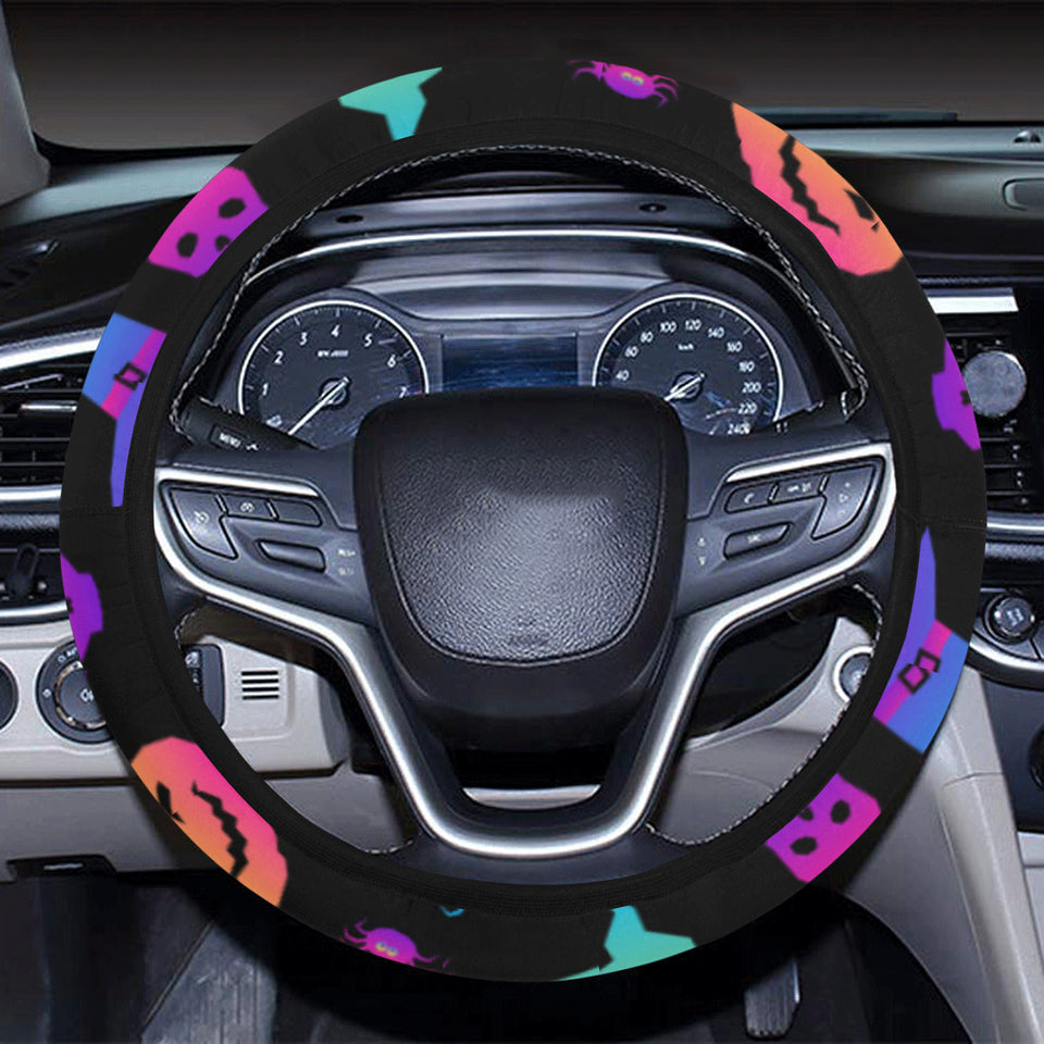 Colorful halloween background Car Steering Wheel Cover