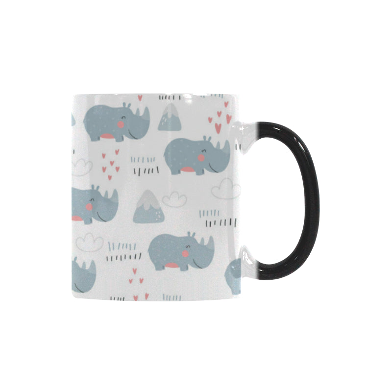 cute rhino heart pattern Morphing Mug Heat Changing Mug