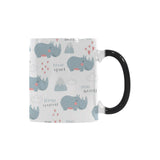 cute rhino heart pattern Morphing Mug Heat Changing Mug