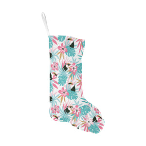 Toucan tropical flower leave pattern Christmas Stocking
