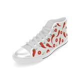 Chili pattern Men's High Top Canvas Shoes White