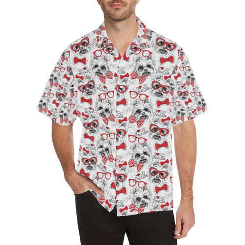 Yorkshire Terrier Pattern Print Design 04 Men's All Over Print Hawaiian Shirt (Model T58)