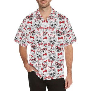 Yorkshire Terrier Pattern Print Design 04 Men's All Over Print Hawaiian Shirt (Model T58)