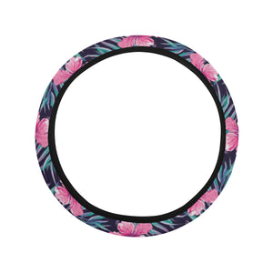 Hibiscus Pattern Print Design 05 Car Steering Wheel Cover