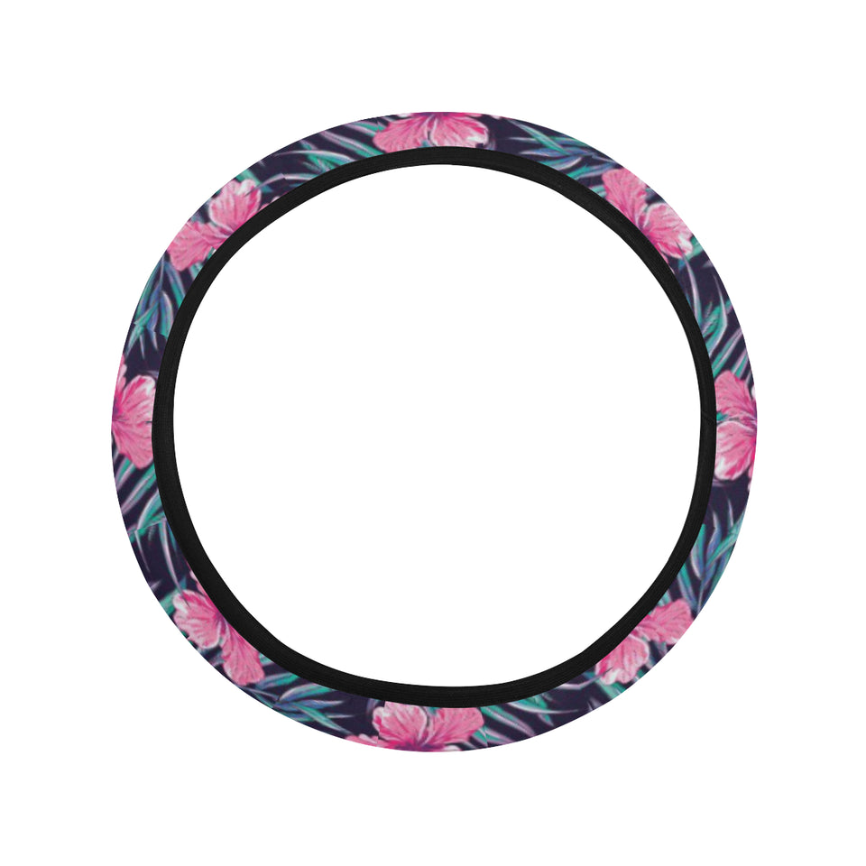 Hibiscus Pattern Print Design 05 Car Steering Wheel Cover