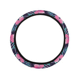 Hibiscus Pattern Print Design 05 Car Steering Wheel Cover