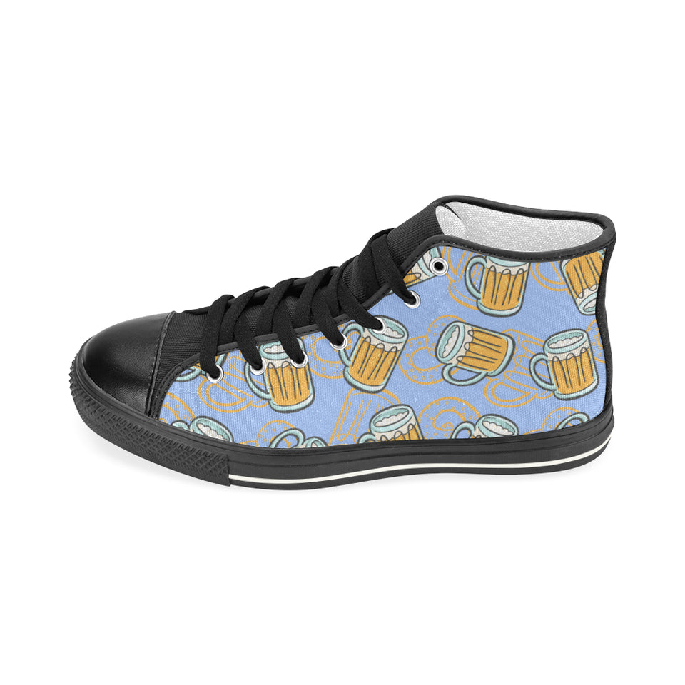 Beer pattern Women's High Top Canvas Canvas Shoes Black