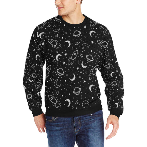 Hand drawn space rocket star planet Men's Crew Neck Sweatshirt