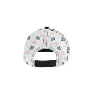 Black Gray Cream coral ginkgo leaves pattern All Over Print Snapback Cap