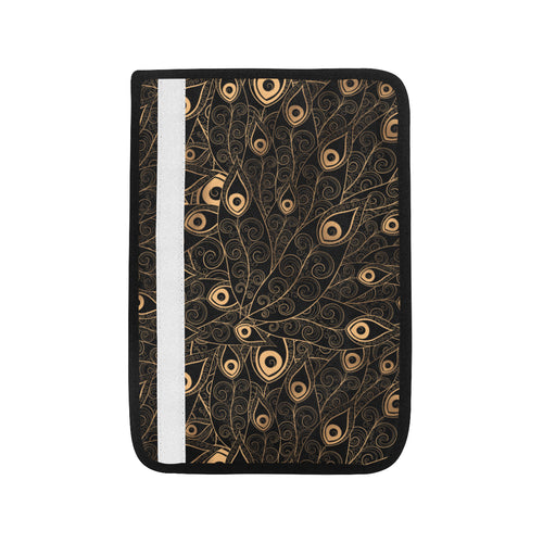 Gold peacock feather pattern Car Seat Belt Cover