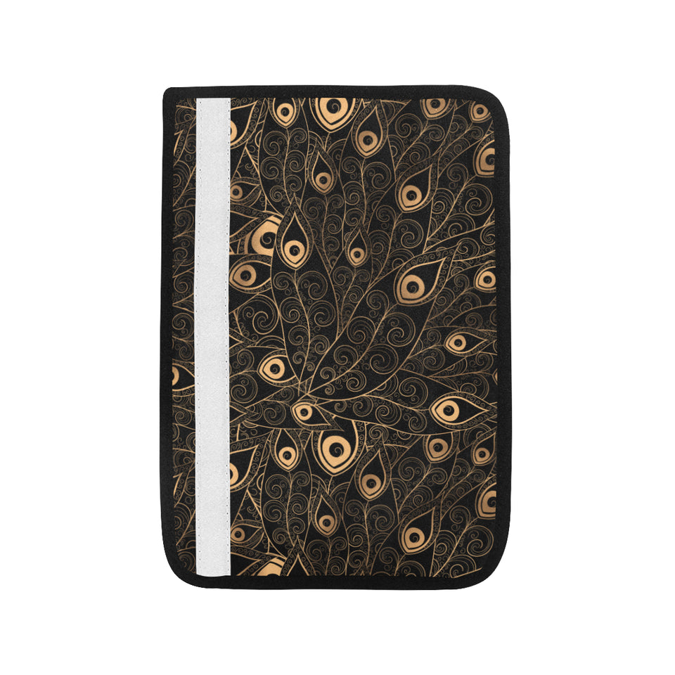 Gold peacock feather pattern Car Seat Belt Cover