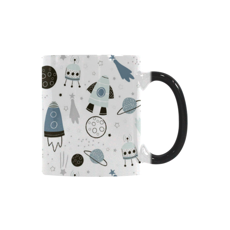 Hand drawn space elements space rocket star planet Morphing Mug Heat Changing Mug
