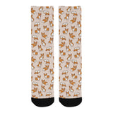 Cute Corgis Pattern pink background Crew Socks