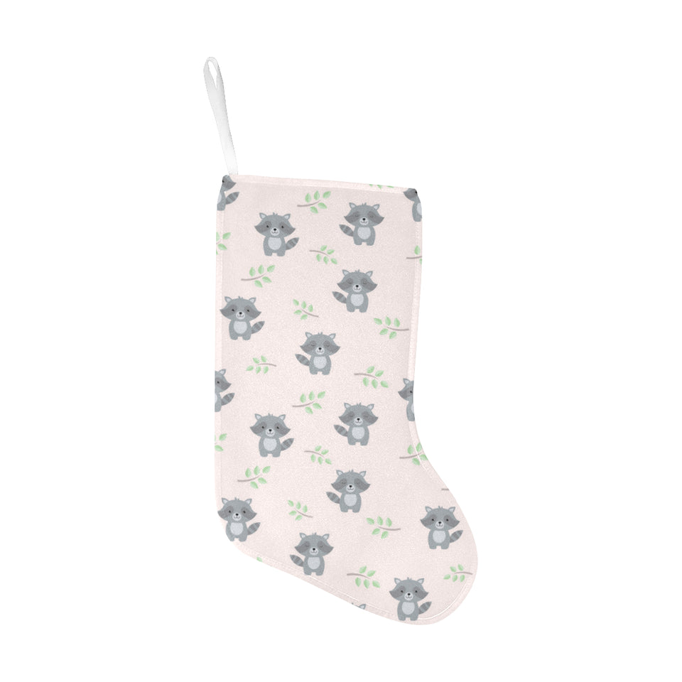 cute raccoons leaves pattern Christmas Stocking