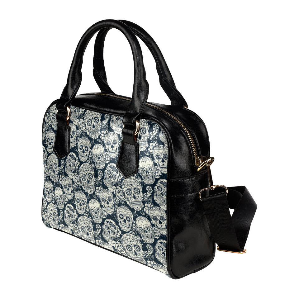 Sugar skull black white pattern Shoulder Handbag