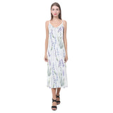 Hand painting Watercolor Lavender V-Neck Open Fork Long Dress