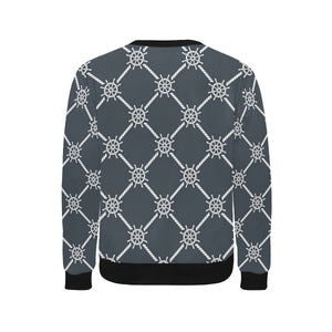 nautical steering wheel rope pattern Men's Crew Neck Sweatshirt