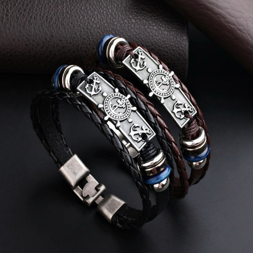 Leather Anchor Bracelet For Men Guys Women  Ccnc006 Bt0138