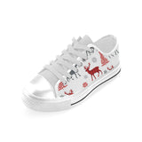 Deer tree snowflakes chrismas pattern Men's Low Top Canvas Shoes White