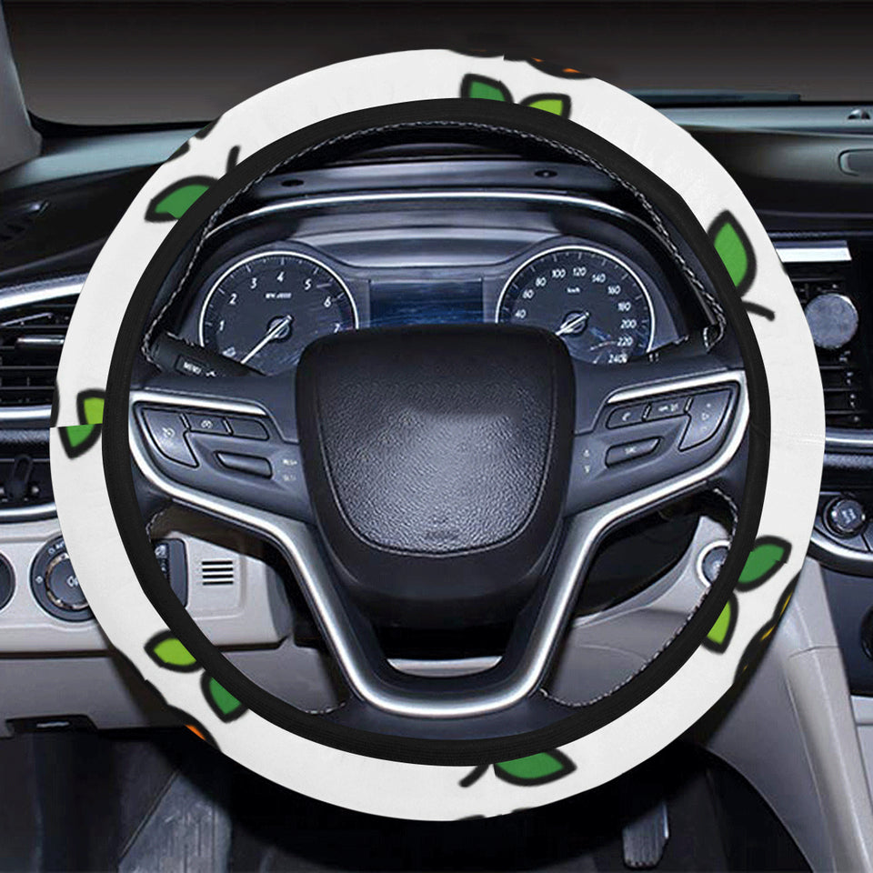 colorful apples leave zebra stripe Car Steering Wheel Cover