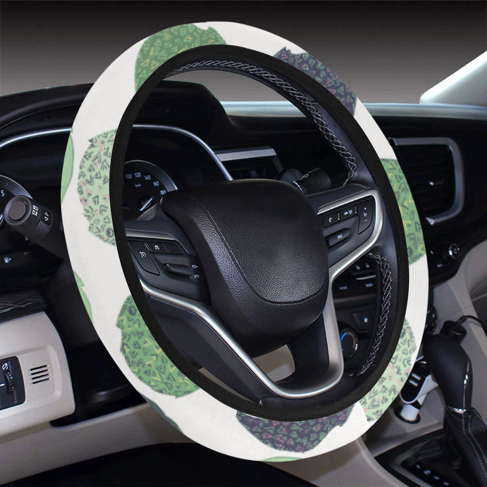 Chameleon lizard succulent plant pattern Car Steering Wheel Cover