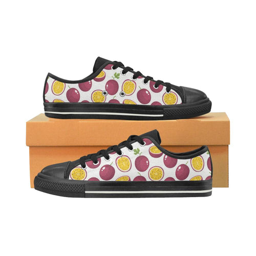 Passion fruit design pattern Kids' Boys' Girls' Low Top Canvas Shoes Black