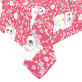 Maneki neko cat sakura pink background Tablecloth