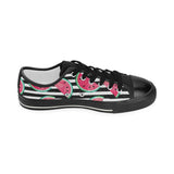 Watercolor paint textured watermelon pieces Women's Low Top Canvas Shoes Black