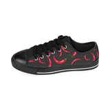 Chili peppers pattern black background Men's Low Top Canvas Shoes Black