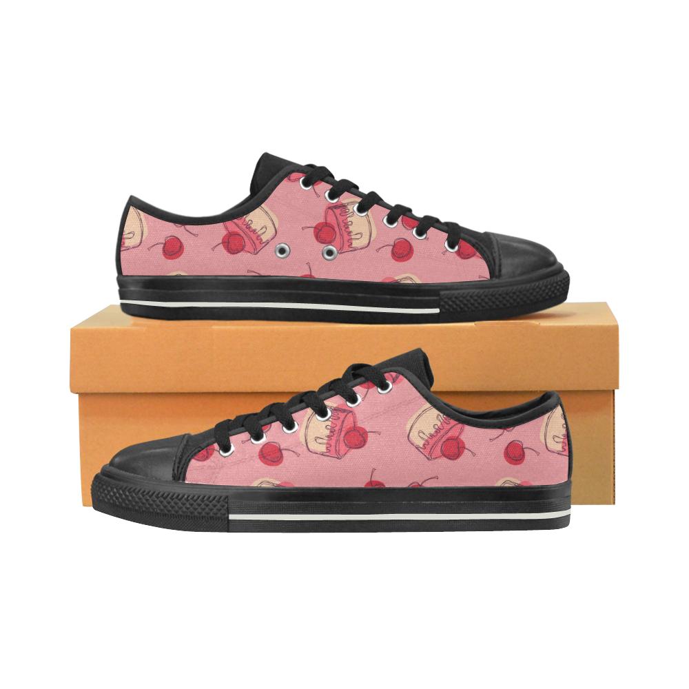 Cake cherry pattern Kids' Boys' Girls' Low Top Canvas Shoes Black