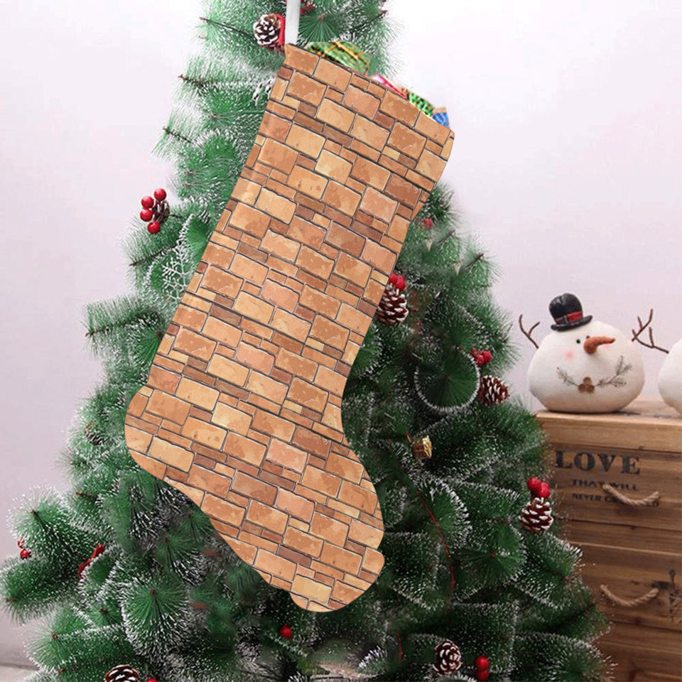 Brick Printed Pattern Print Design 04 Christmas Stocking