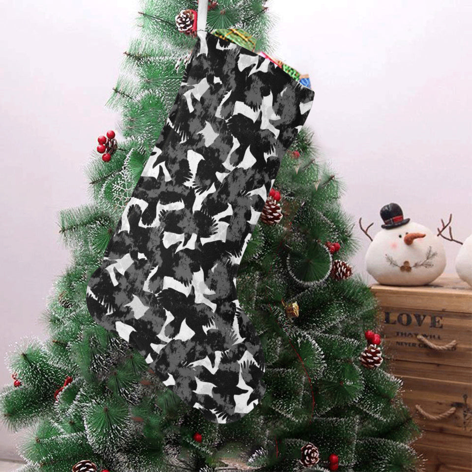 Crow illustration pattern Christmas Stocking