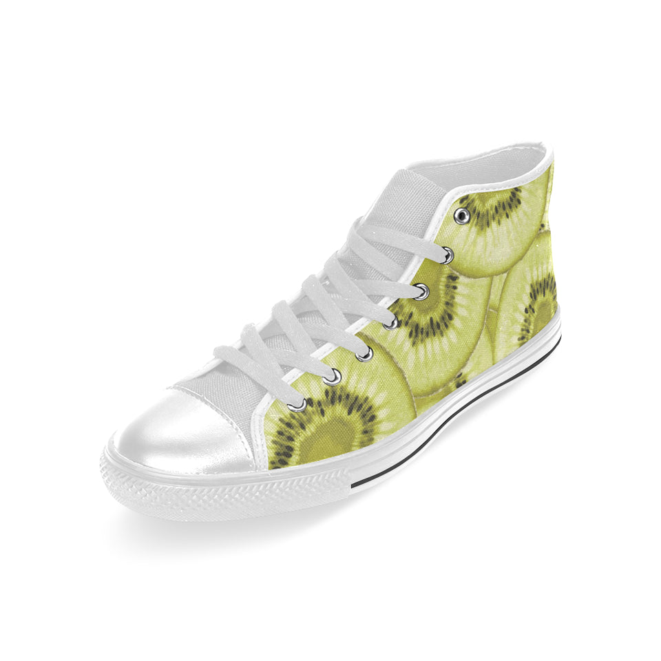 Sliced kiwi pattern Men's High Top Canvas Shoes White