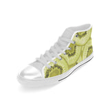 Sliced kiwi pattern Men's High Top Canvas Shoes White