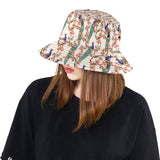 Peacock tropical flower pattern Unisex Bucket Hat