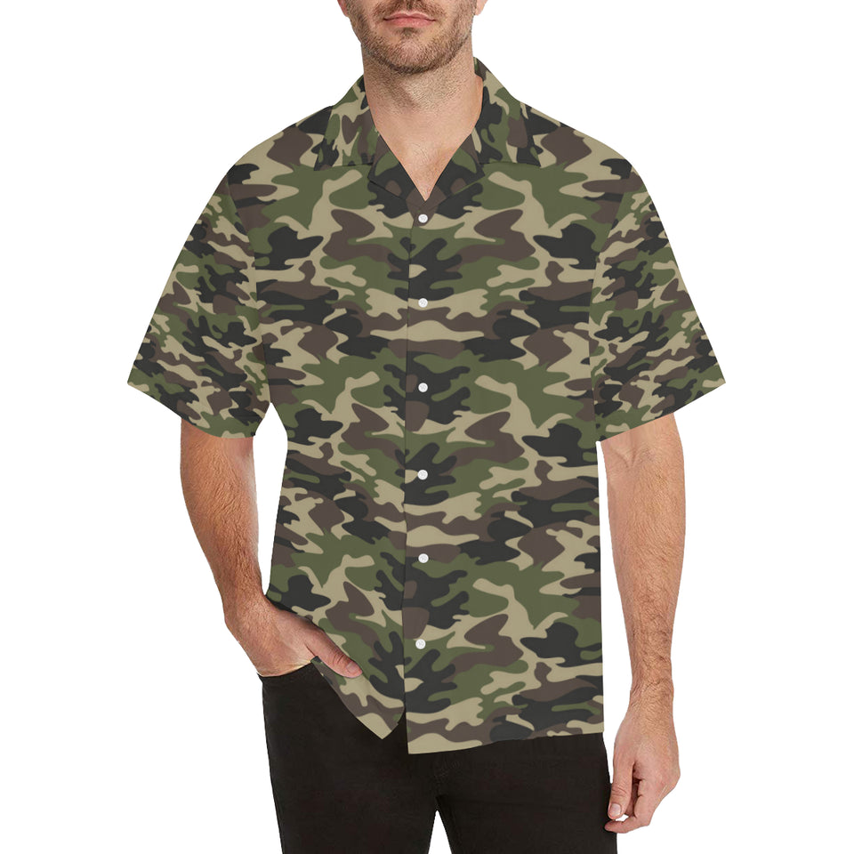 Dark Green camouflage pattern Men's All Over Print Hawaiian Shirt