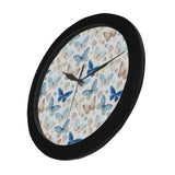 blue butterfly pattern Elegant Black Wall Clock